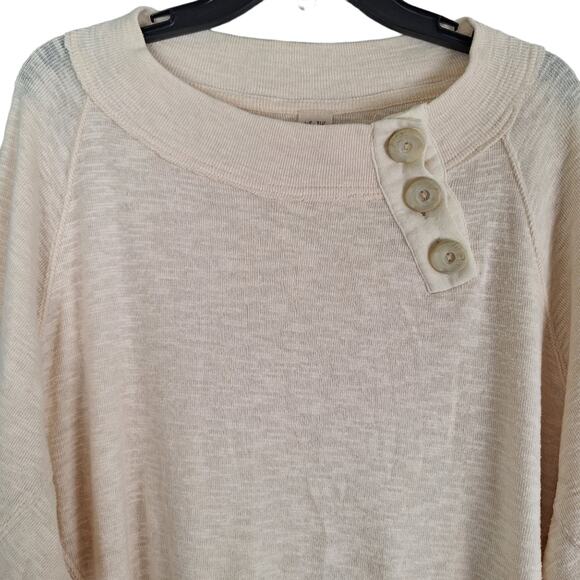 We the Free Ivory Cream Don't Forget Me Knit Blouse Longsleeve 3 Button L - Picture 3 of 15